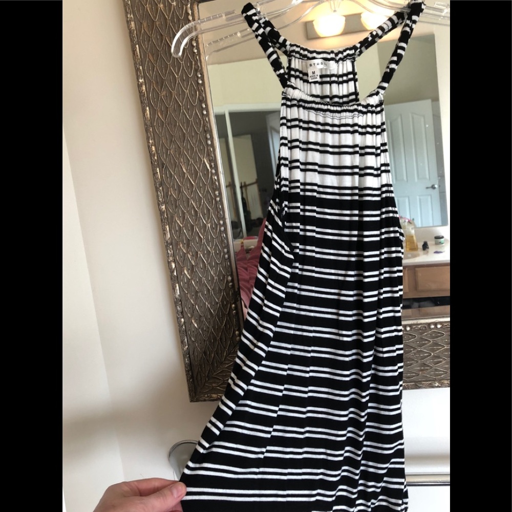 Black/cream striped t-back tank